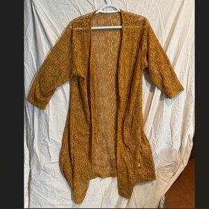 Maurices Mustard Knit Duster Cardigan – Short Sleeve – XL